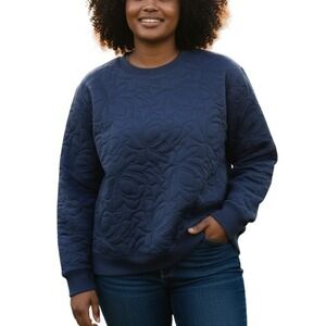 Nike Quilted Crewneck Sweatshirt Blue Floral Pattern Pullover Top 2X